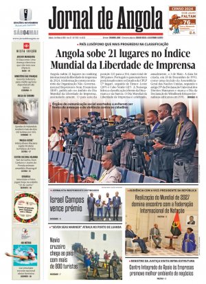 Capa do Jornal de Angola, Sábado, 04 de Maio de 2024