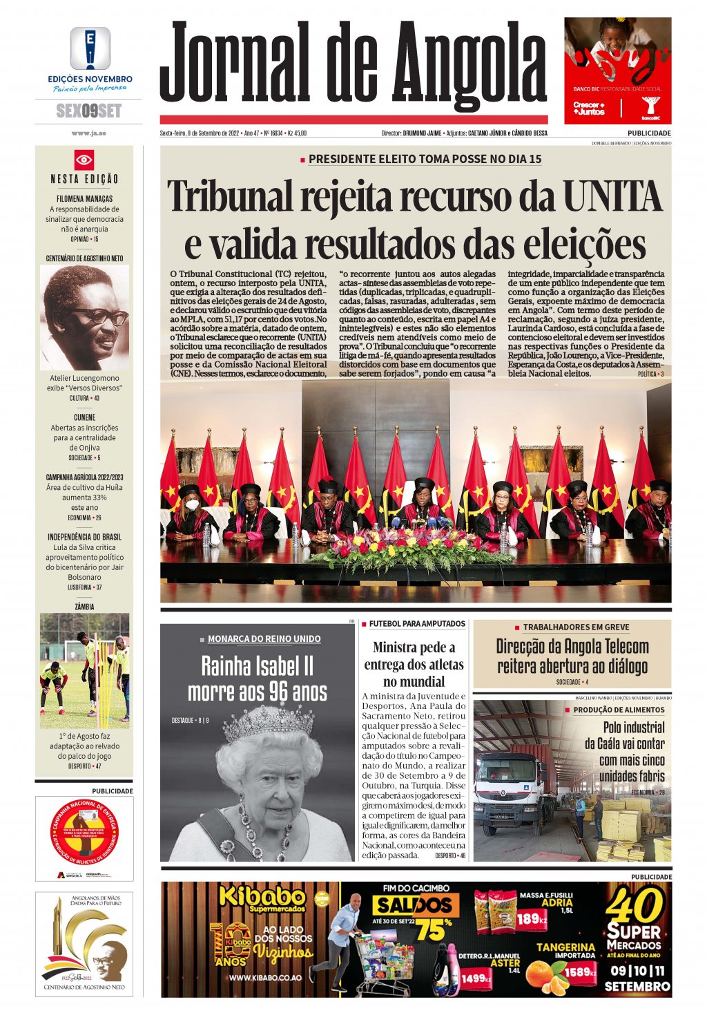 Capa Jornal O Jogo - 11 outubro 2022 