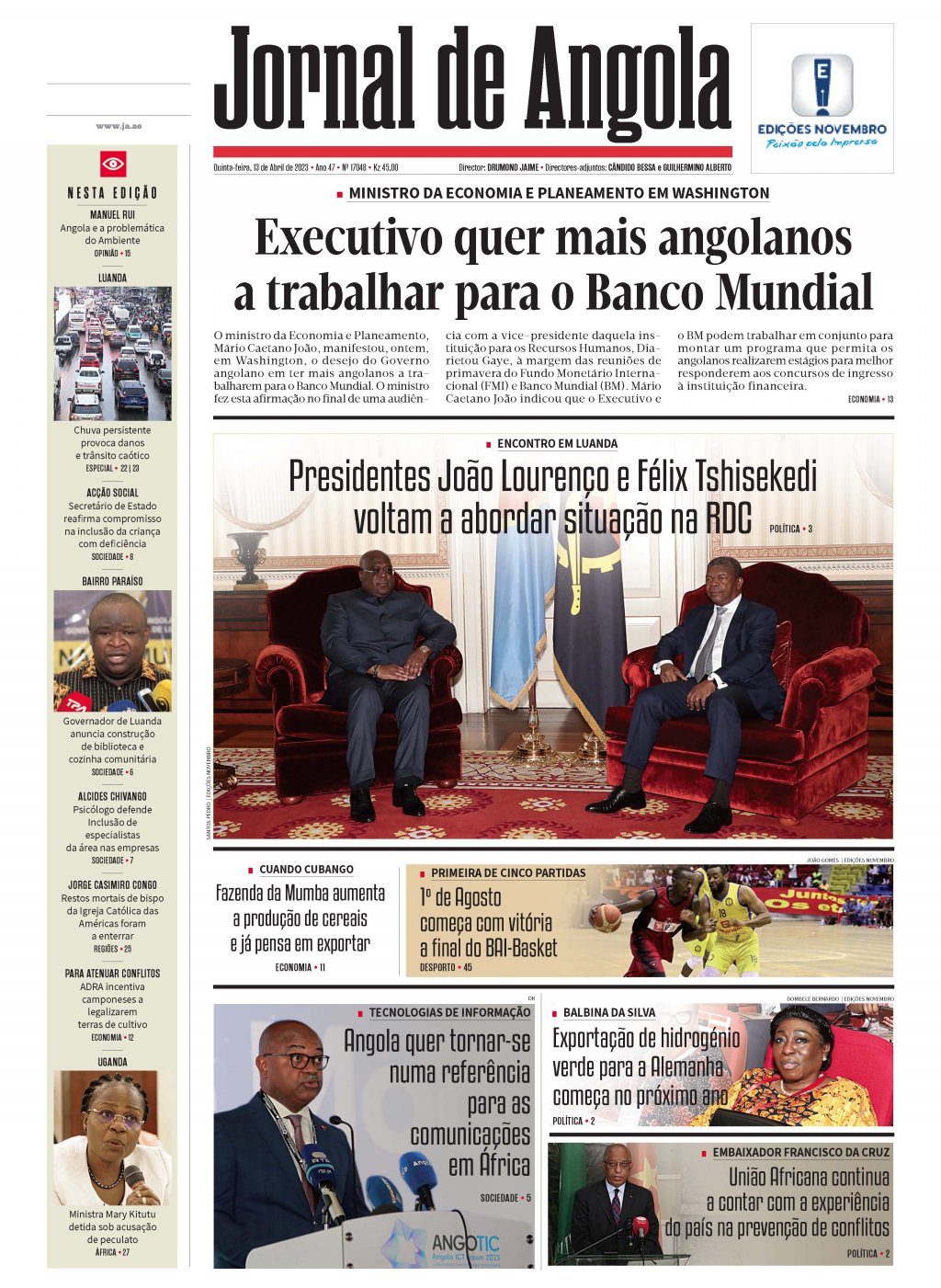 Jornal De Angola Quinta 13 De Abril De 2023 9568