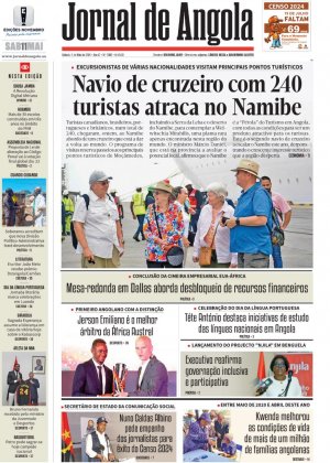 Capa do Jornal de Angola, Sábado, 11 de Maio de 2024