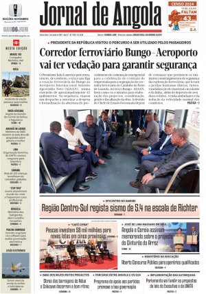 Capa do Jornal de Angola, Quinta, 06 de Junho de 2024