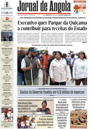 Capa do Jornal de Angola, Sábado, 08 de Junho de 2024