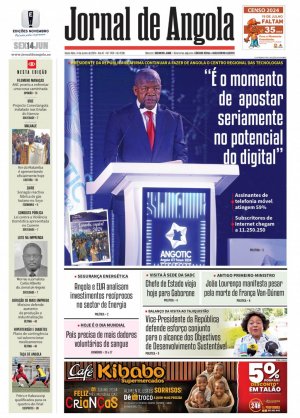 Capa do Jornal de Angola, Sexta, 14 de Junho de 2024