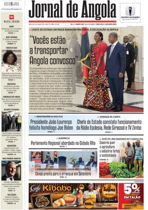 Capa do Jornal de Angola, Sexta, 05 de Julho de 2024