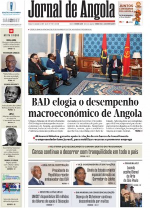 Capa do Jornal de Angola, Sábado, 21 de Setembro de 2024