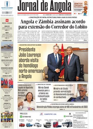 Capa do Jornal de Angola, Quinta, 26 de Setembro de 2024